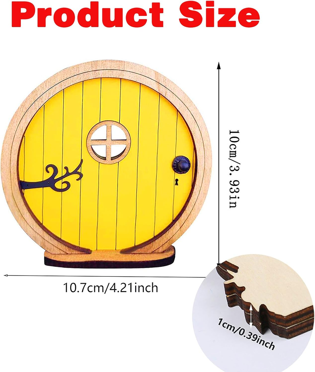 Enchanted Fairy Door for Gardens - Whimsical Miniature Elf Door Hand-Painted Outdoor Decor for Tree Trunks & Walls - Magical Fairy Tale Courtyard Accessories (Yellow) - Yellow image number 1