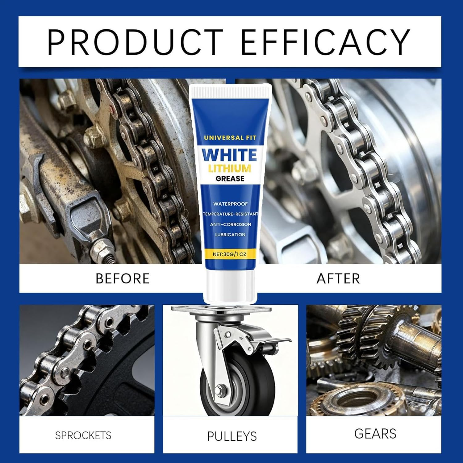 White Grease Lithium - Waterproof Gear Lubricating Cream,Gear Lubricant Grease | for Car Owners Automotive Enthusiasts Garage Technicians Fleet Maintenance Auto Restorers Metal image number 3