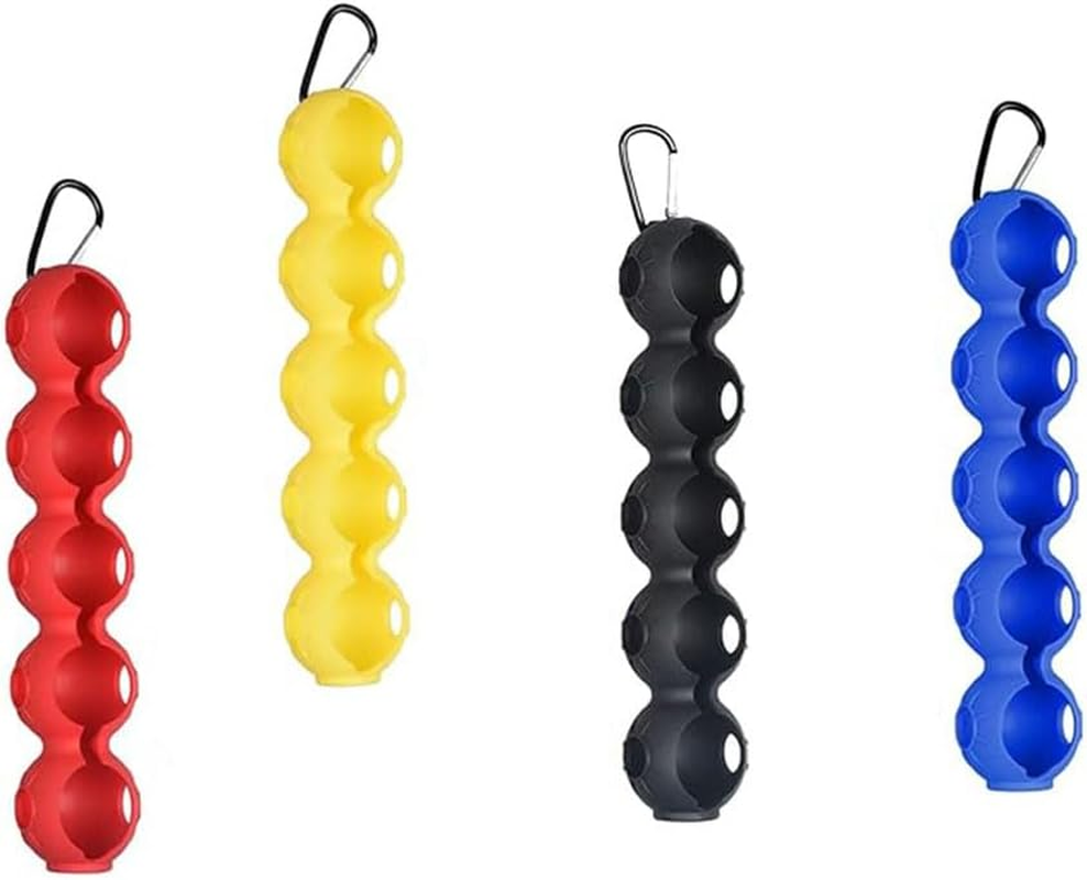 Golf Ball Holder Bag - Portable Pouch Holds 5 Balls, Easy Attachment to Bag Belt, Silicone Sleeve - Outdoor Sport Gifts for Men and Women - Black image number 6