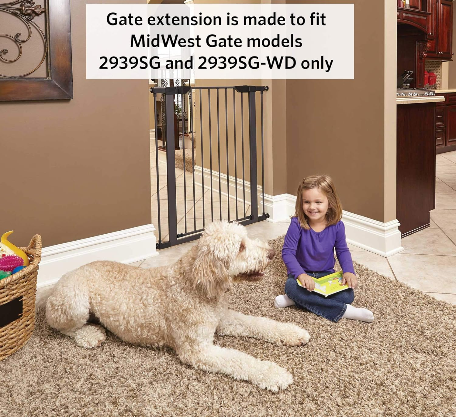 Midwest Steel Pet Gate Extension; Pet Gate Extension Measures 6" Wide X 39" High in Textured Graphite (Fits MW Model # 2939SG & 2939SG-WD) image number 6