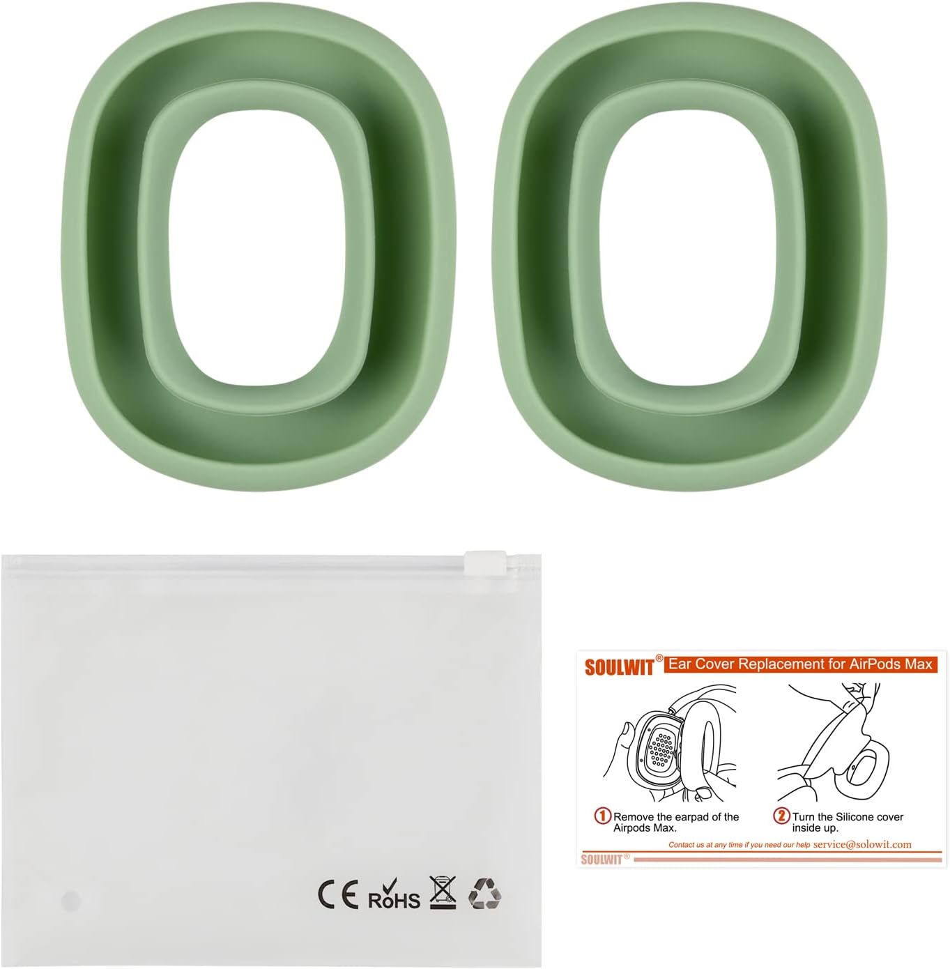 SOULWIT Sweat Proof Silicone Ear Cover for Airpods Max, Comfortable Fit for Gym Exercise, Easy to Clean, No Sound Quality Loss - Green image number 5