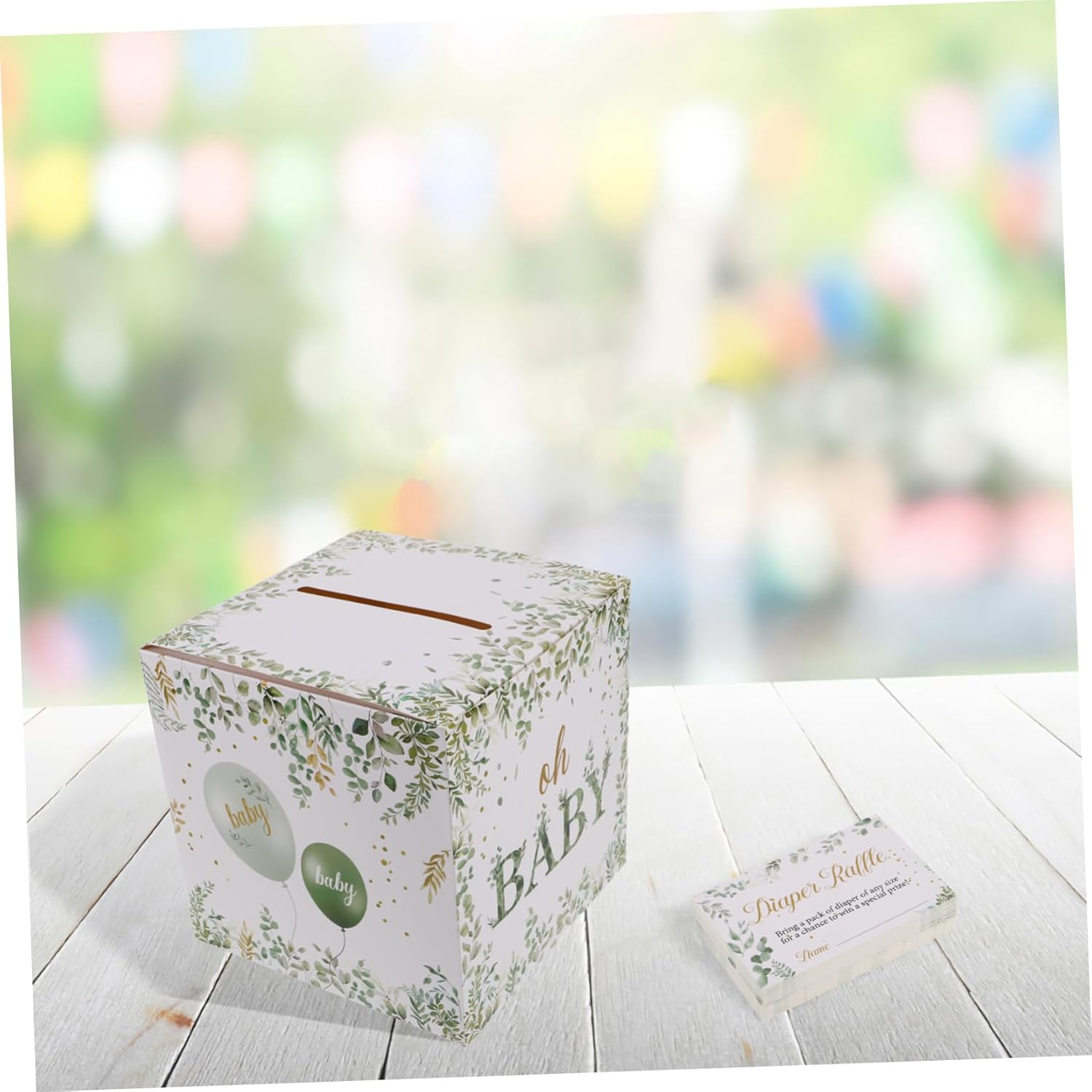 Diaper Raffle Game Greenery Shower Decoration Receiving Box for Party for Shower Prizes image number 2