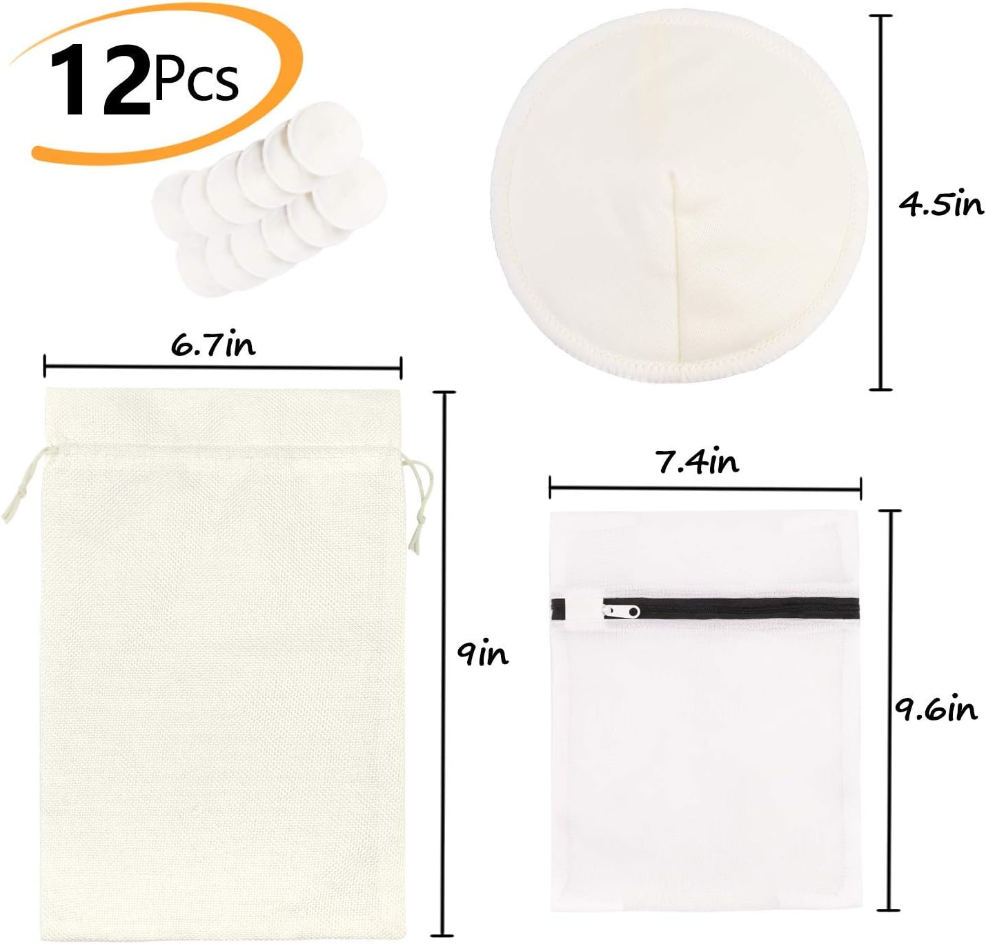 12 PCS Washable Bamboo Nursing Pads, Reusable Organic Breast Pads with Laundry Bag and Storage Bag, Soft & Super Absorbent - Perfect Baby Shower (Conical) image number 6