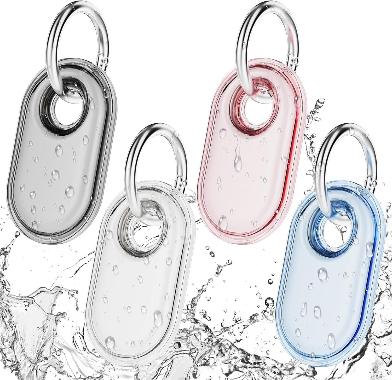 Compatible with Samsung Smart Tag 2 Case 4 Pack with Keychain, Clear TPU Scratch and Shock Resistant, Easy to Install, for Luggage, Keys, Dog Collar for Smart Tag 2 Case image number 1