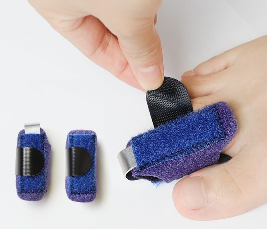 4 Pack Hammer Toe Straightener,Toe Straighteners for Curled Toes with Aluminum Plate,Blue Hammer Toe Corrector for Women and Men,Practical Support Toe Wraps (Blue, One Size)