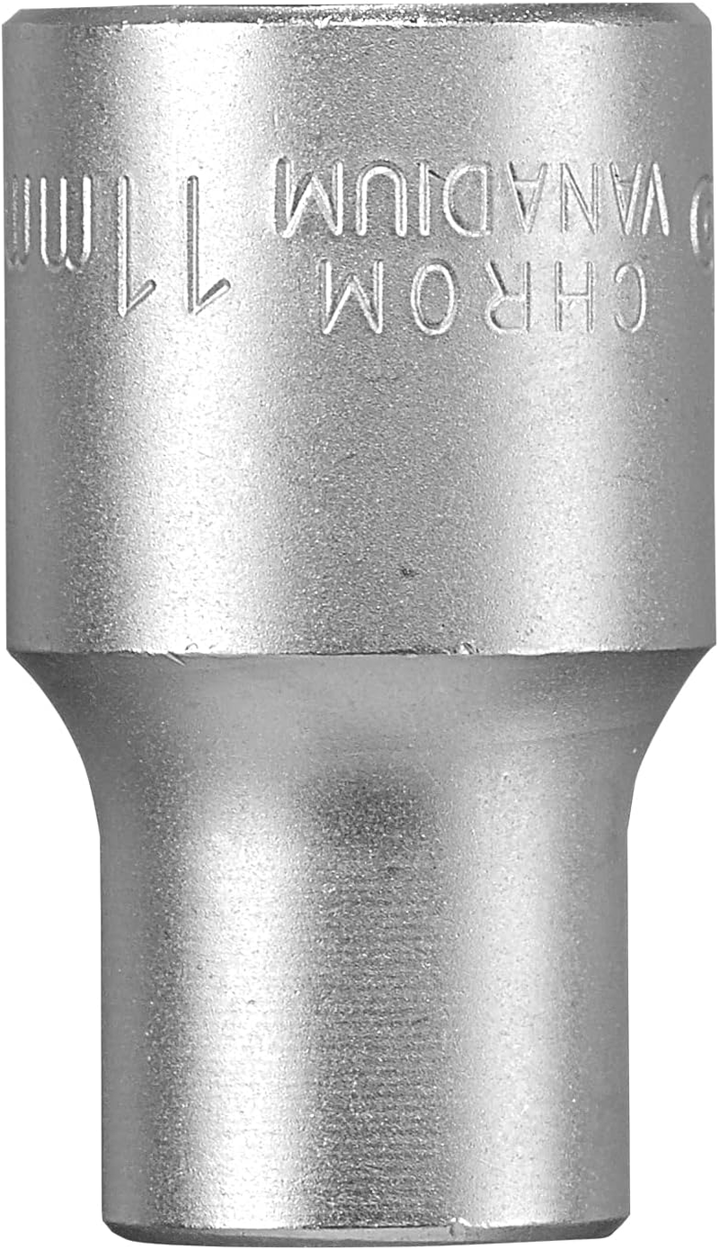 Kwb 11 Mm Power Socket Spanner Insert Made of CV Steel (Drive: 1/2 Inch Internal Square, Wave Profile, Rounded Corners, Protects the Edges, Matt Chrome) image number 1
