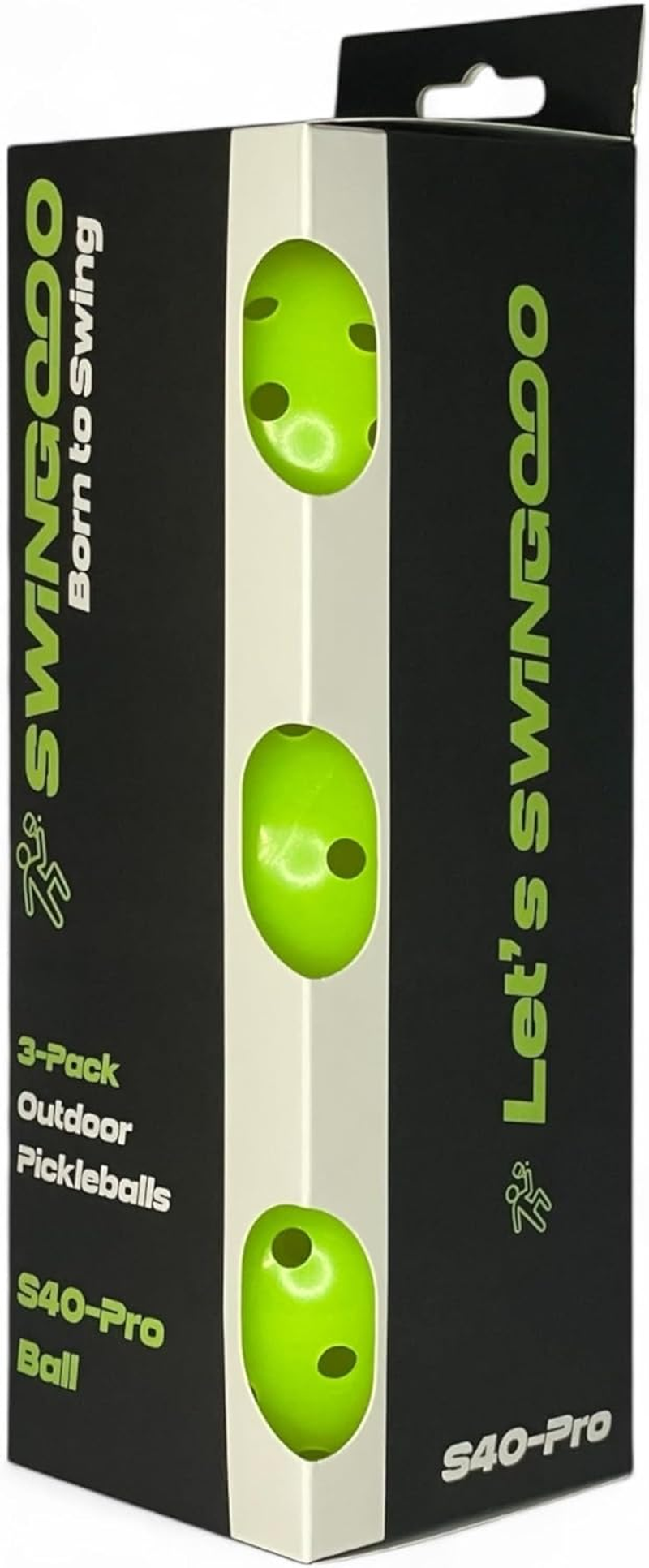 Swingooo S40 Pro Pickleball Balls, Tournament-Grade, Set of 3, Green image number 3