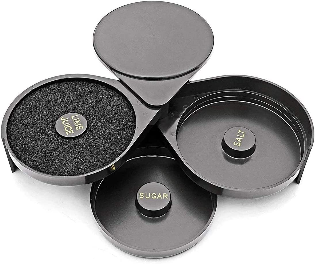 1 Pack 3 Tier Bar Glass Rimmer for Margarita and Cocktail, Bartender Tool,Salt Box Spice Container