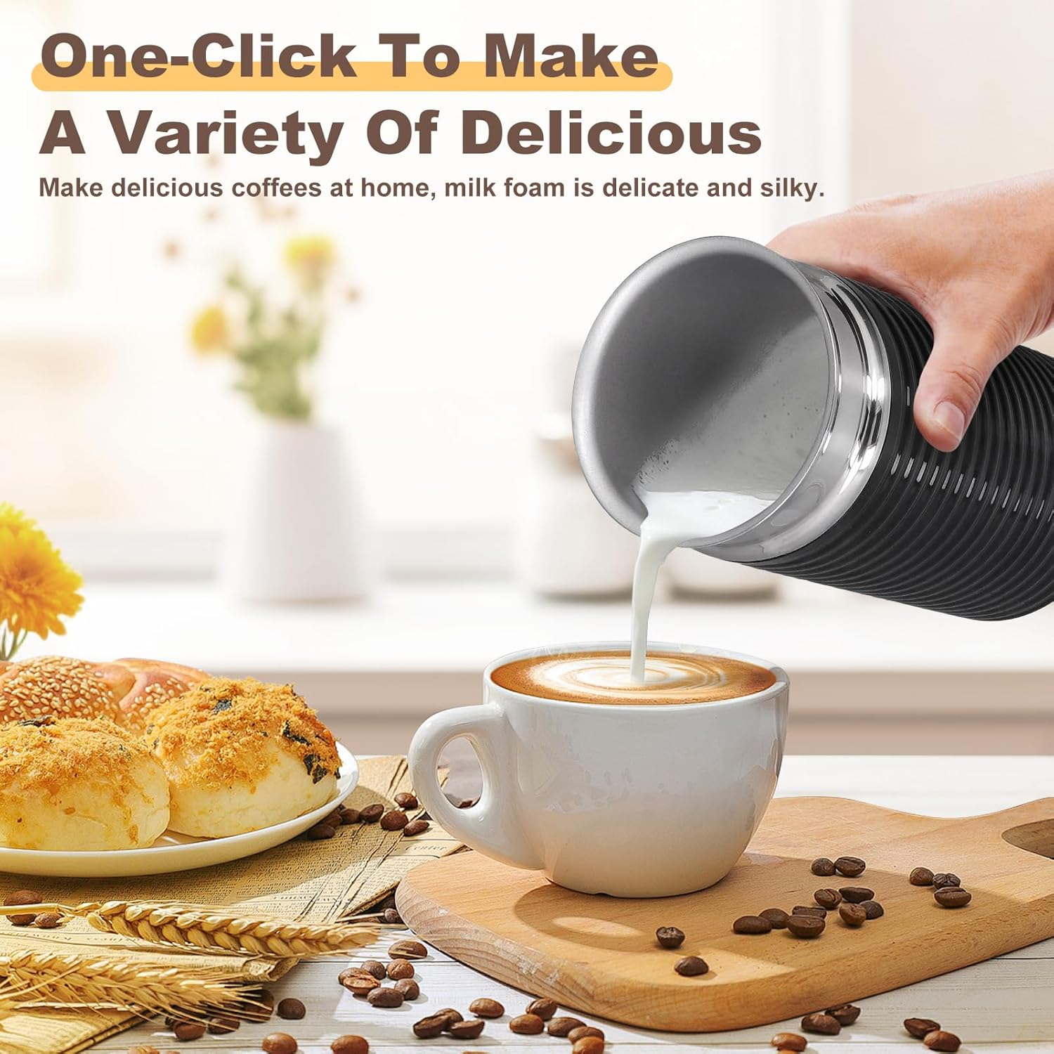 Youngly 4 in 1 Electric Multifunction Milk Frother Steamer Soft Foam Cafe Coffee Latte