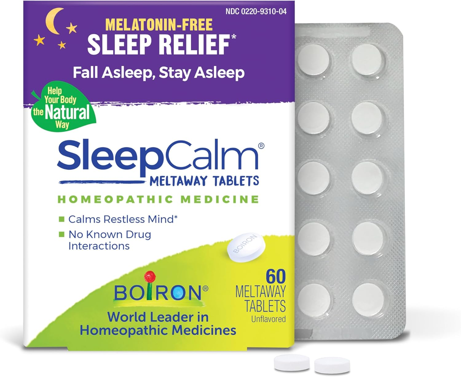 Boiron Sleepcalm Sleep Aid for Deep, Relaxing, Restful Nighttime Sleep - Melatonin-Free and Non Habit-Forming - 60 Count image number 1
