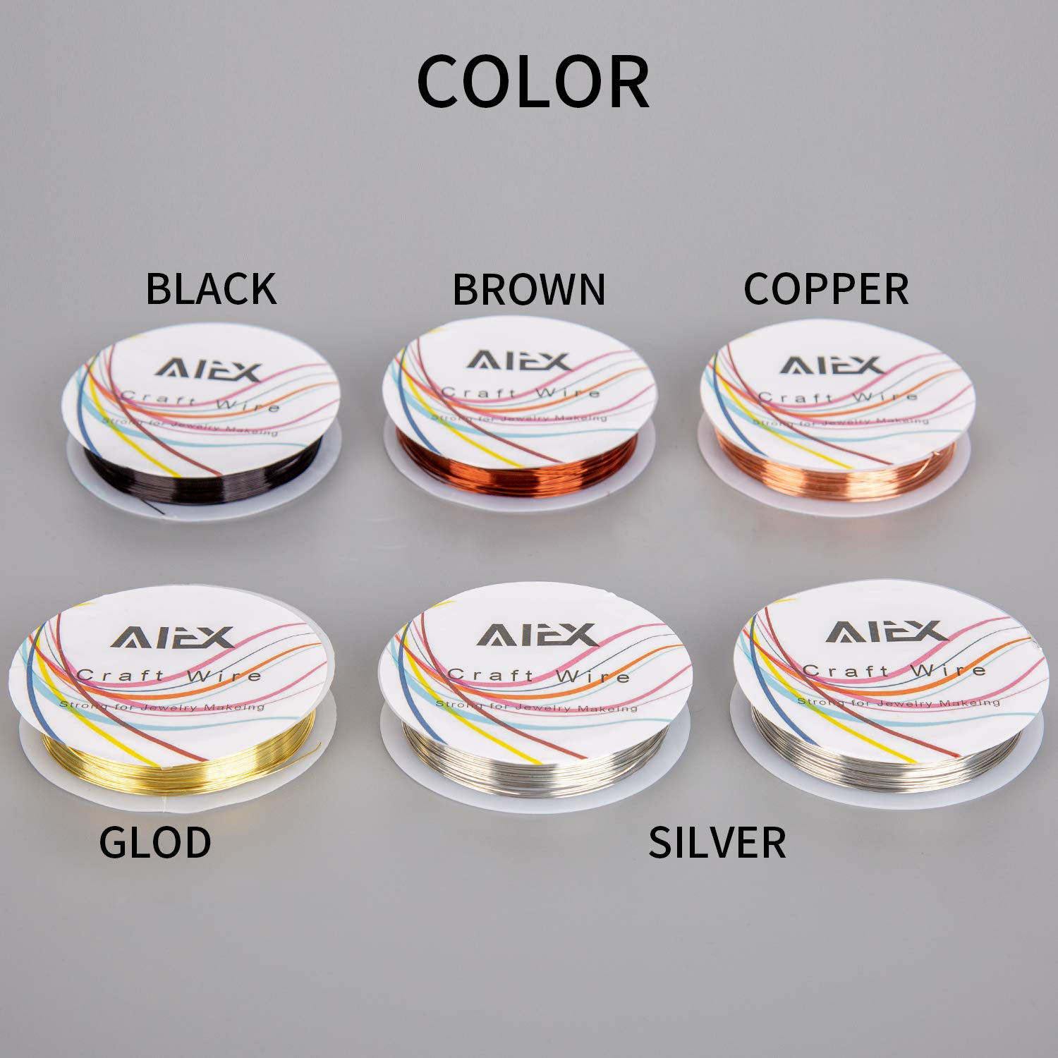 AIEX 6 Rolls 26 Gauge Tarnish Resistant Bare Copper Jewelry Wire for Crafts Beading Jewelry Making Supplies