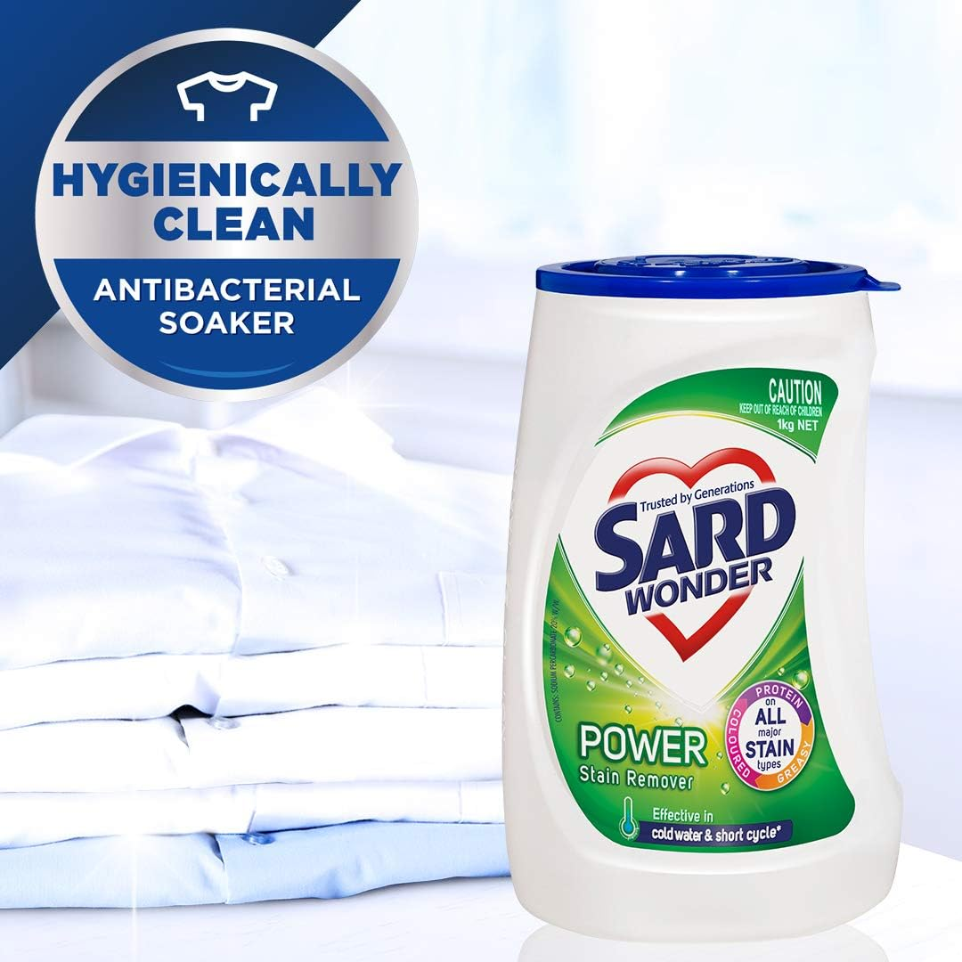 Sard Power, Stain Remover Powder, Antibacterial Soaker, In-Wash Booster, 1Kg (Pack of 2) image number 2