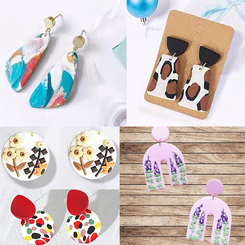 SENHAI Polymer Clay Cutters, 18 Pcs Clay Earring Cutters Different Shape Plastic with Earring Cards, Hooks, round Circle Shape Cutters Mold for Polymer Clay Jewelry Making image number 5