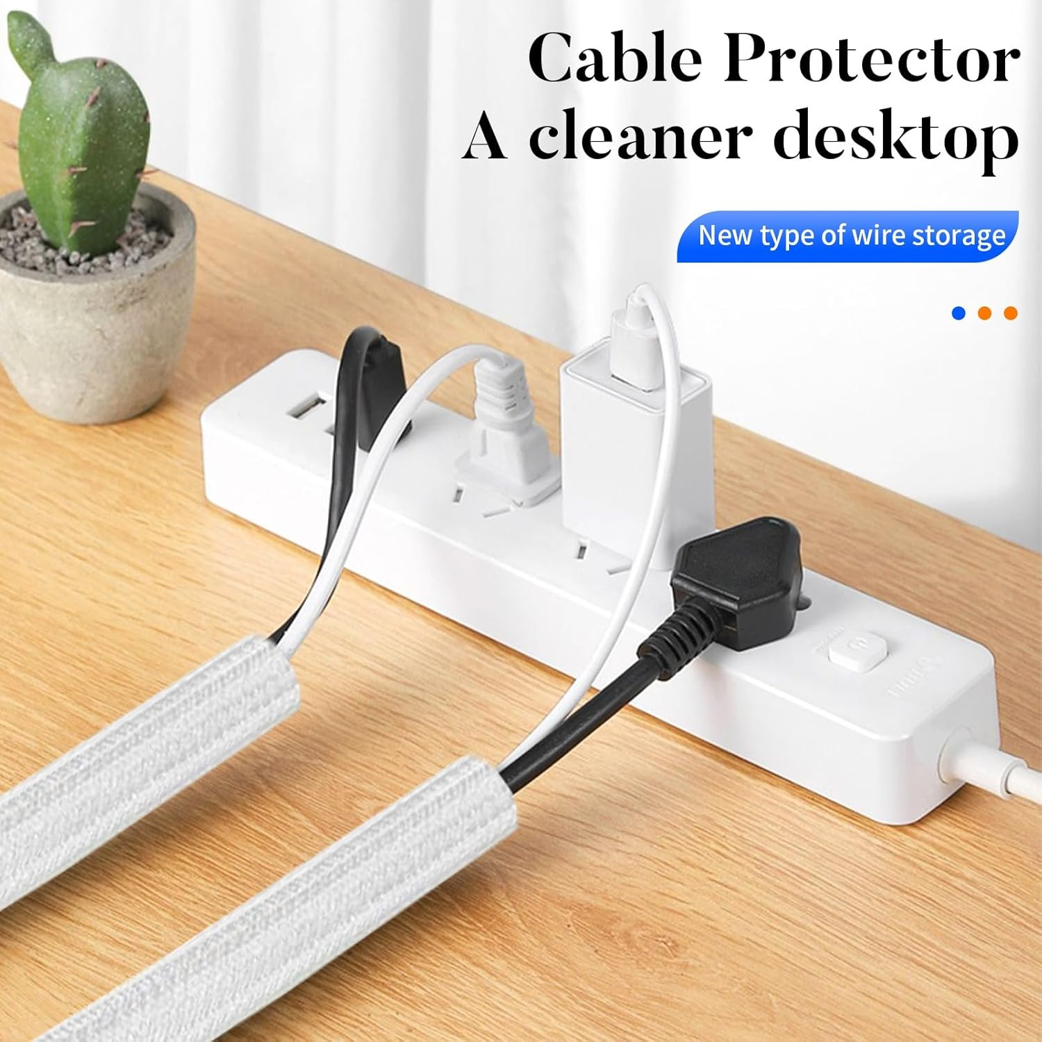 Cable Protector, 16.4Ft(5M) - 1/2 Inch(13Mm) Expandable Braided Cable Sleeve, Cord Wrap Cord Protector Tubing for Pets. Computer, Engine Bay, USB Cable, Cord Management for Home Office (16.4Ft White) image number 7