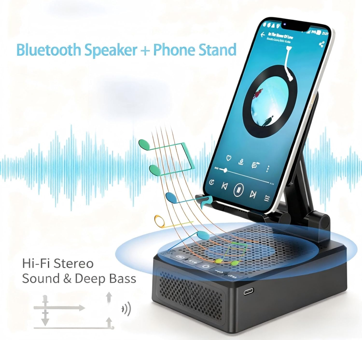 Naytrion-Hi-Fi Speakers with Phone Holder,Gifts for Men Women,Multifunctional Portable Speaker with Built-In Phone Stand,Birthday Gifts,Gadgets for Men,Cool Tech Gadgets,Music & Home Office Use image number 6