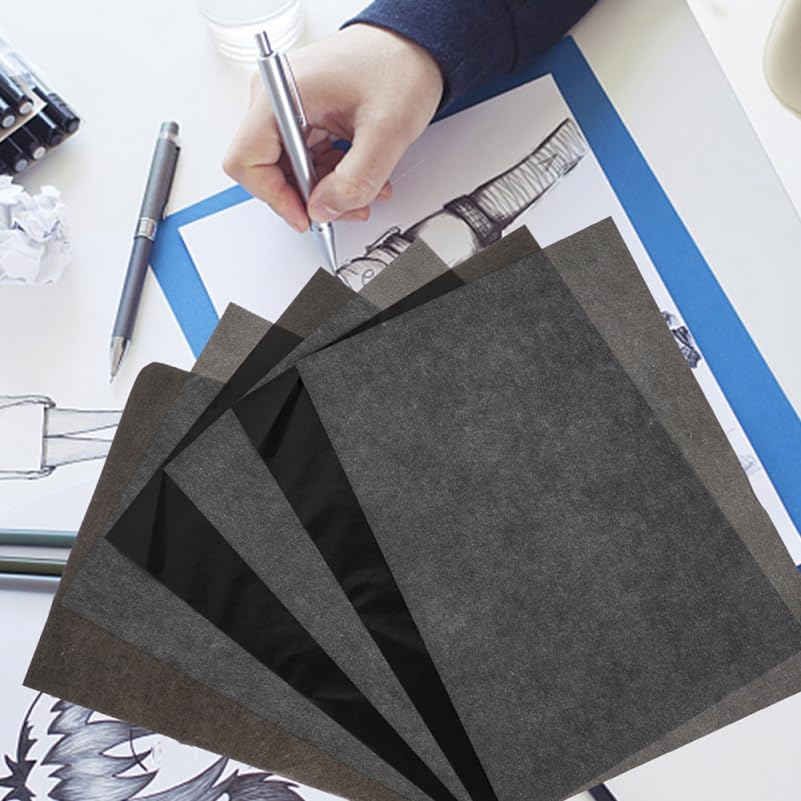 TEHAUX 50 Sheets Black Carbon Transfer Paper, Single-Side Graphite Tracing Paper for Clear Copying and Drawing, A4 Size image number 3