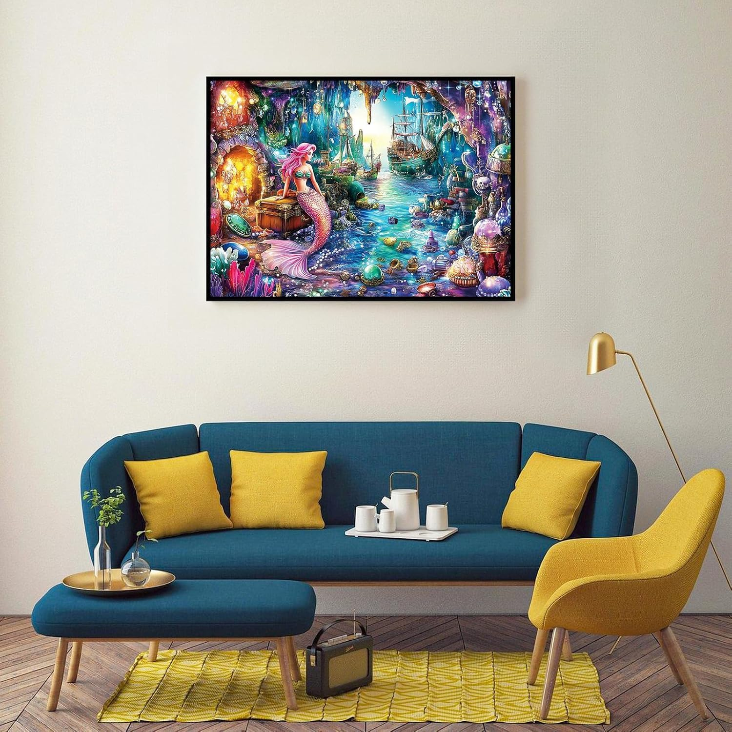 Jigsaw Puzzles for Adults 1000 Pieces, Interlock Perfectly Letter on Back No Dust, Home Decor Birthday Gift Toy for Men Women Elders Seniors, 1:1 Poster - Mermaid under the Sea image number 3