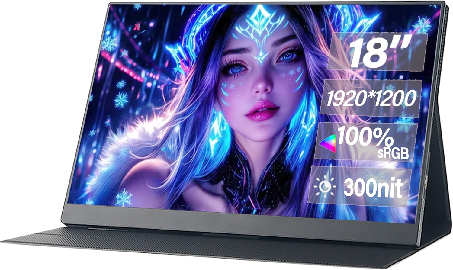 Portable Monitor 18 Inch 120Hz, 1920&times;1200 IPS 16:10 Display, USB-C HDMI Travel Screen with Speakers for Laptop, Macbook, Phone, PS5, Xbox, Switch(18 Inch) image number 3