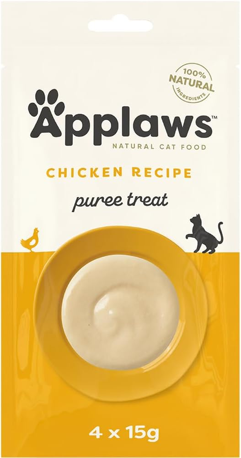 Applaws 100% Natural Grain Free Chicken Recipe Puree Treat, Limited Ingredients Pet Food 4X15G (Pack of 10) image number 3