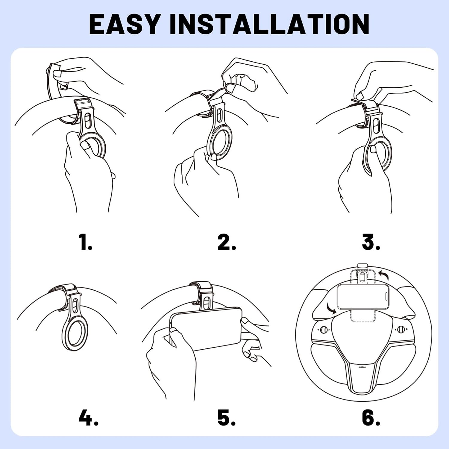 Magnetic Phone Holder for Car, Steering Wheel Phone Mount Fits Magsafe Car Mount[Strong Magnet & Aluminum Alloy], Steering Wheel Phone Holder Work on All Phones Iphone Samsung(Magnetic Ring Included) image number 2