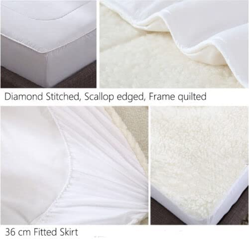 Aus Made Fully Fitted Reversible Wool Woollen Underlay Underblanket Topper Pad | Wool Fleece | Machine Wash (Queen)