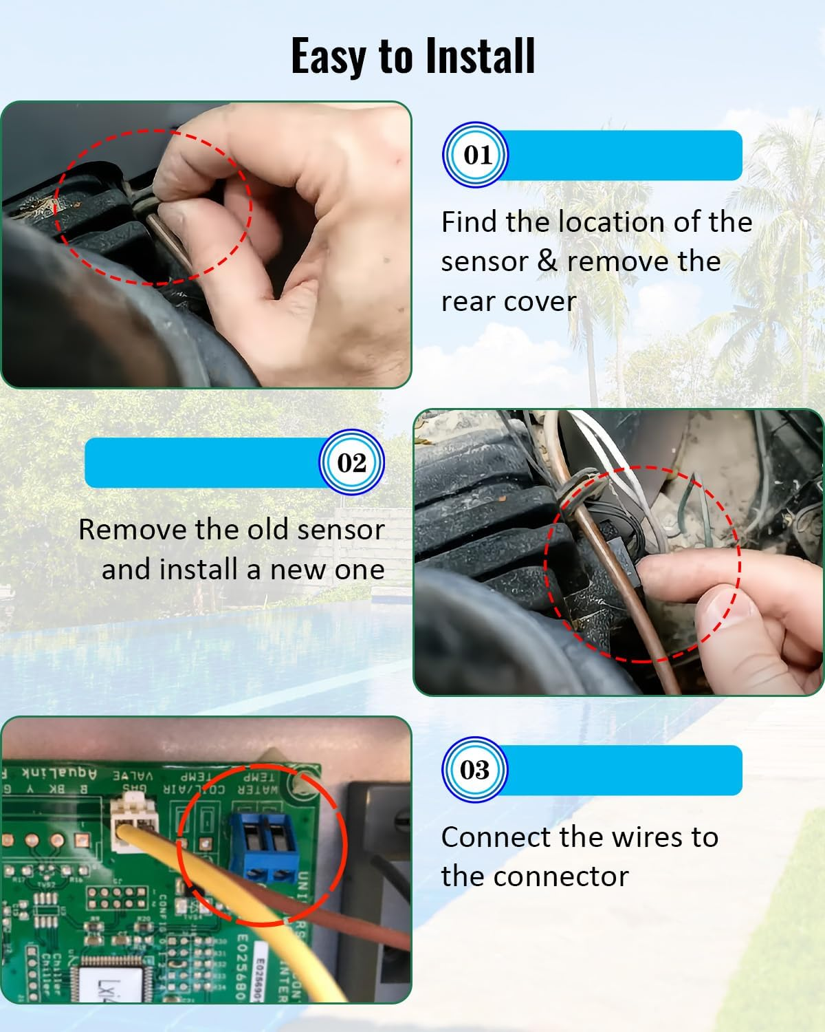 ULXIOM R0456500 Temperature Sensor Compatible with Jandy/Zodiac/Legacy Pool and Spa Heaters image number 2