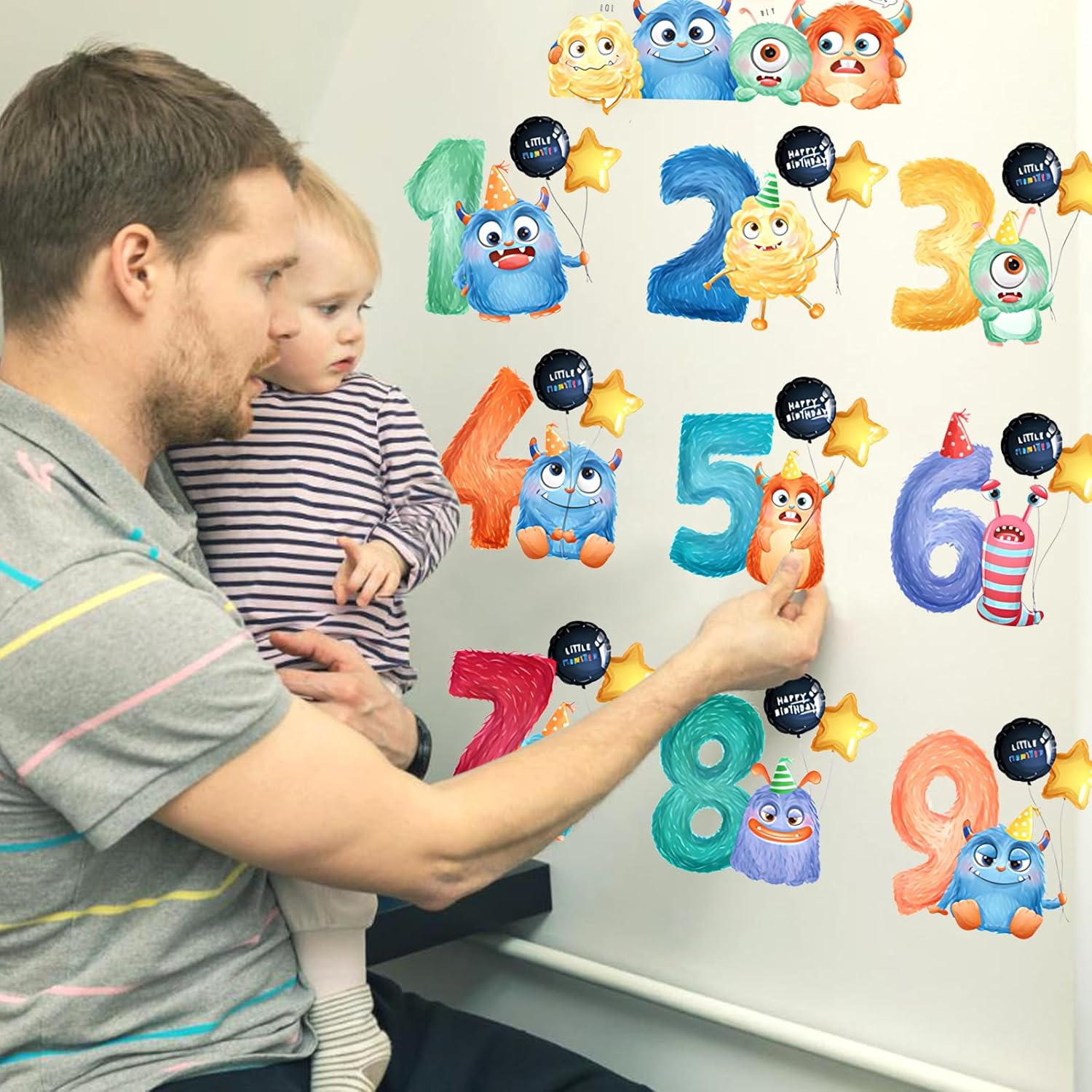 Number Wall Stickers 3D Wallpaper Stickers for Kids,Diy Creative Wall Decals Stickers Children Bedroom Living Room Nursery Background Wall Decor Removable Glass Sticker image number 5