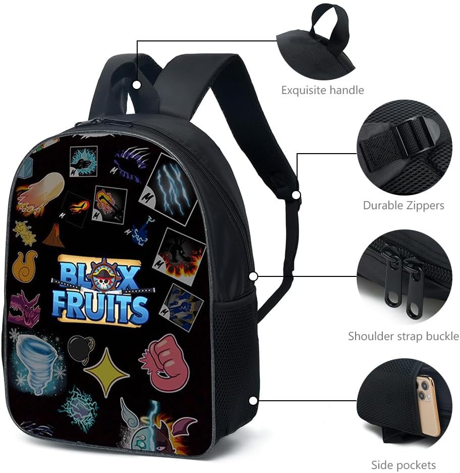 3Pcs Anime Game Backpack Set with Stickers,16In 3D Printed Cartoon School Bags for Elementary and Middle School Students and Game Fans Teens Birthday Gift. - B image number 4