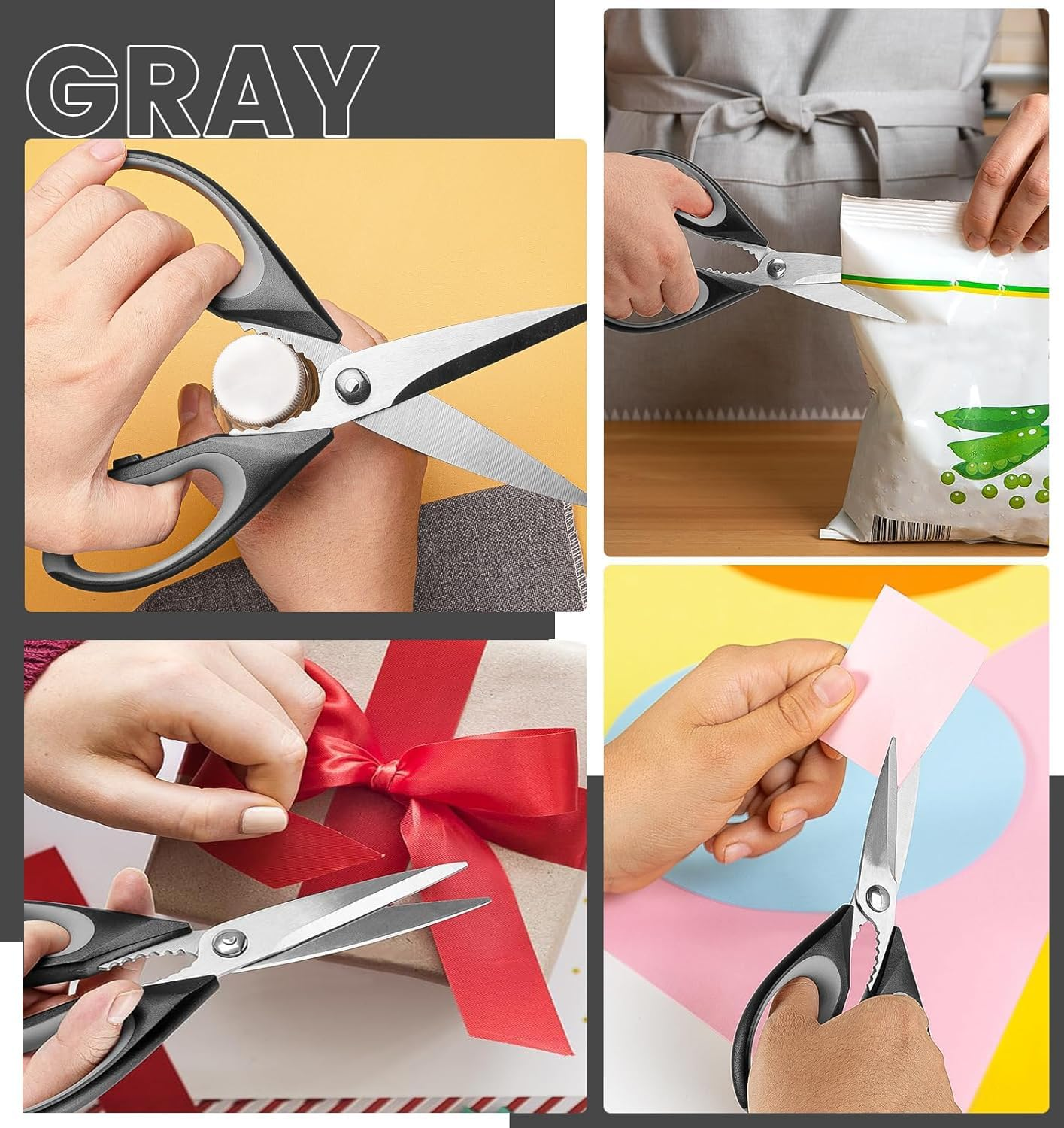 Mumoo Bear 2 Pack Heavy Duty Kitchen Scissors Kitchen Shears with Serrated Blade, Ergonomic Handle - for Poultry, Herbs, Vegetables image number 3