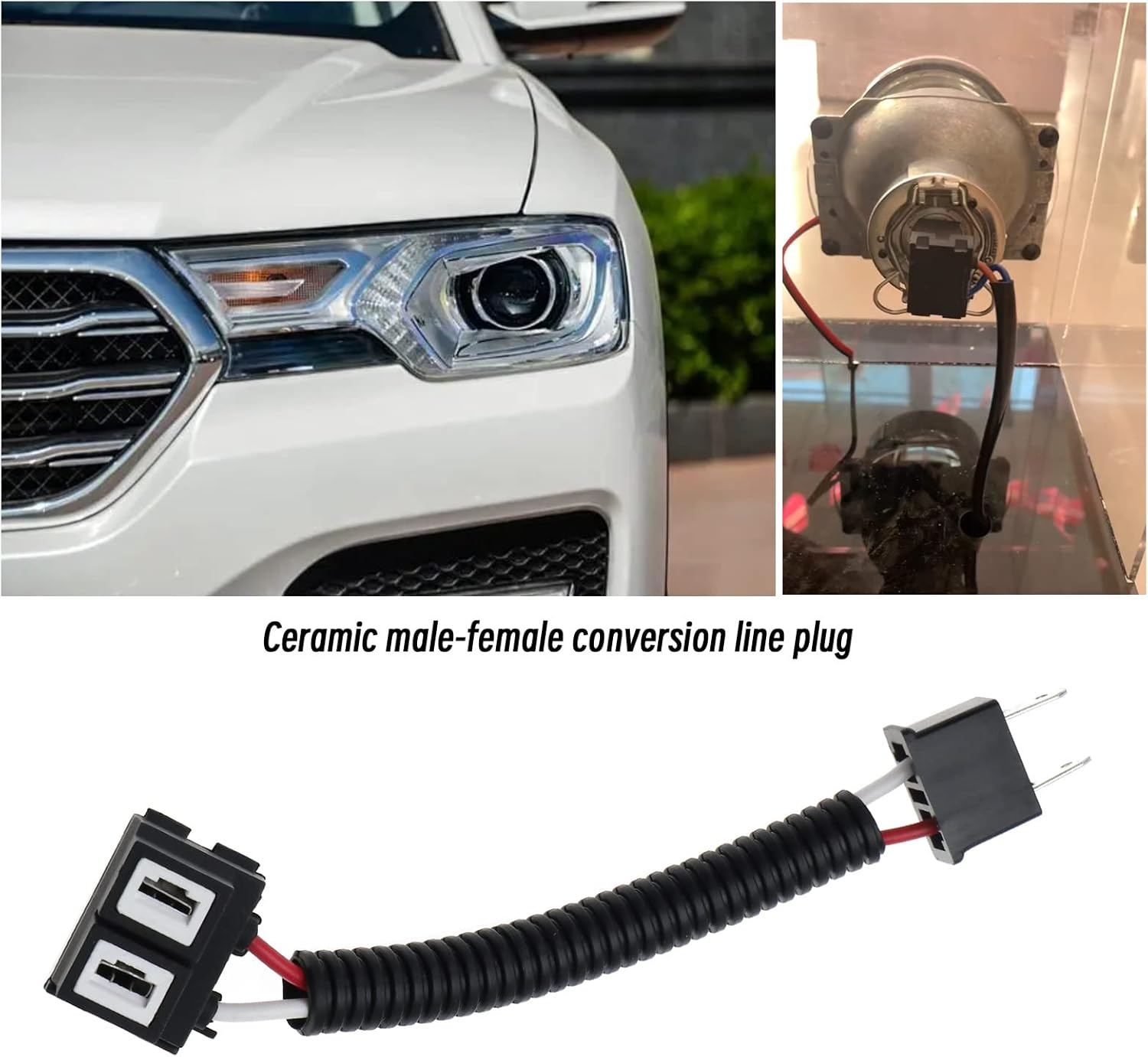 Emsea 2PCS H7 Car Headlight Adapter Fog Light/Plug Extension Connector Ceramic Adapter Cable Wiring Harness Socket for Headlights/Fog Light Bulbs HID LED/SMD image number 5