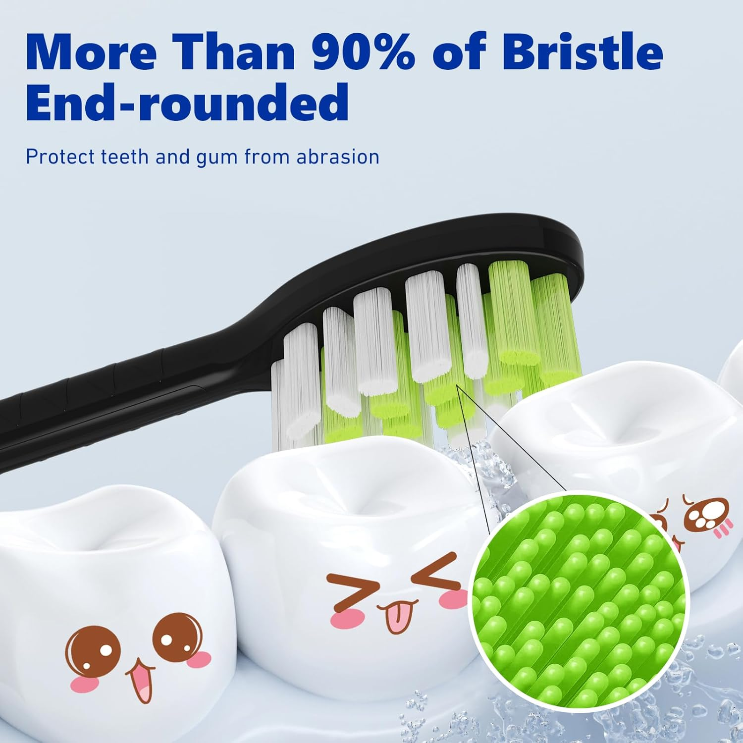 Compatible with Philips One Series Sonicare Electric Toothbrush Replacement Brush Heads,For Philips One HY1100 HY1200 BD100/AZ Series Electric Toothbrush,10 Pack (Shadow Black, Medium) - Mint Light Blue image number 4