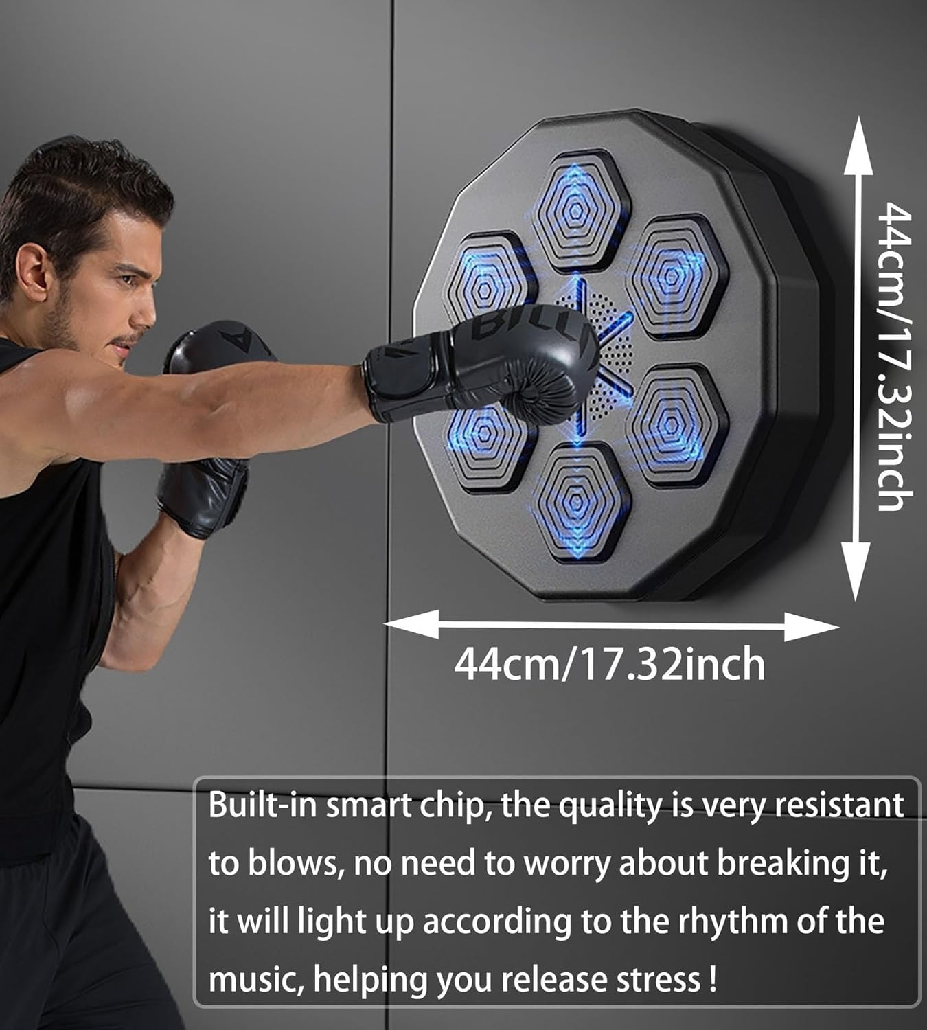 Smart Music Boxing Machine,Yueme 9 Training Modes Led Boxing Machine,Can Play Music and Connect to Bluetooth Music Boxing Machine Wall,For Home Exercise image number 3