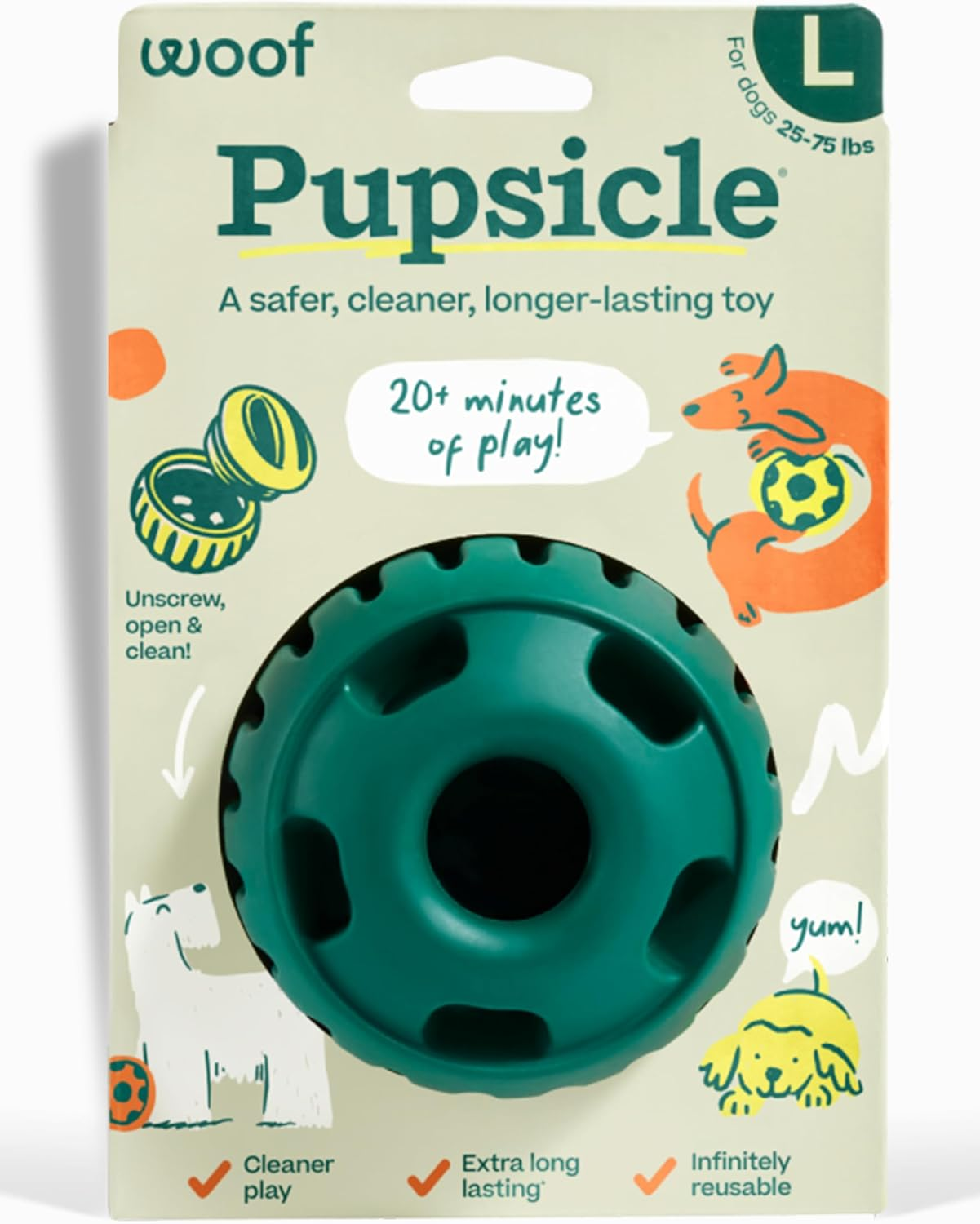 WOOF Pupsicle, Large 25-75 Lbs Long-Lasting Dog Toy to Keep Your Pup Distracted, Safe for Dogs, Easy to Clean, Fillable Dog Toys image number 6