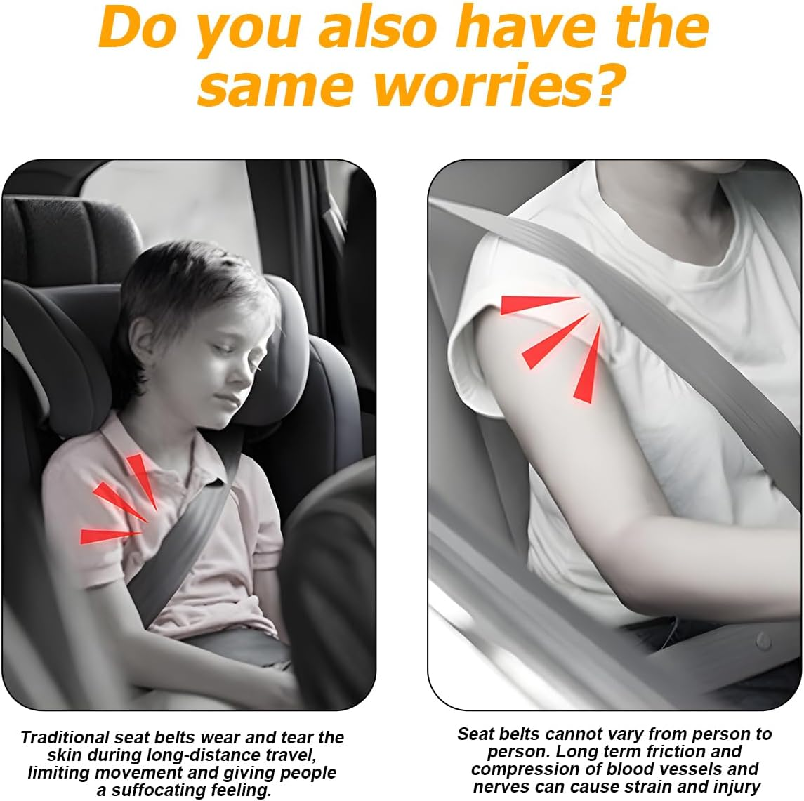 Mandark Car Seat Belt Cover, 2PCS Soft Comfort Vehicle Seatbelt Protection Pad for Safety Driving, Automotive Interior Harness Neck Shoulder Strap Protector Accessories, Universal Fit (Gray)