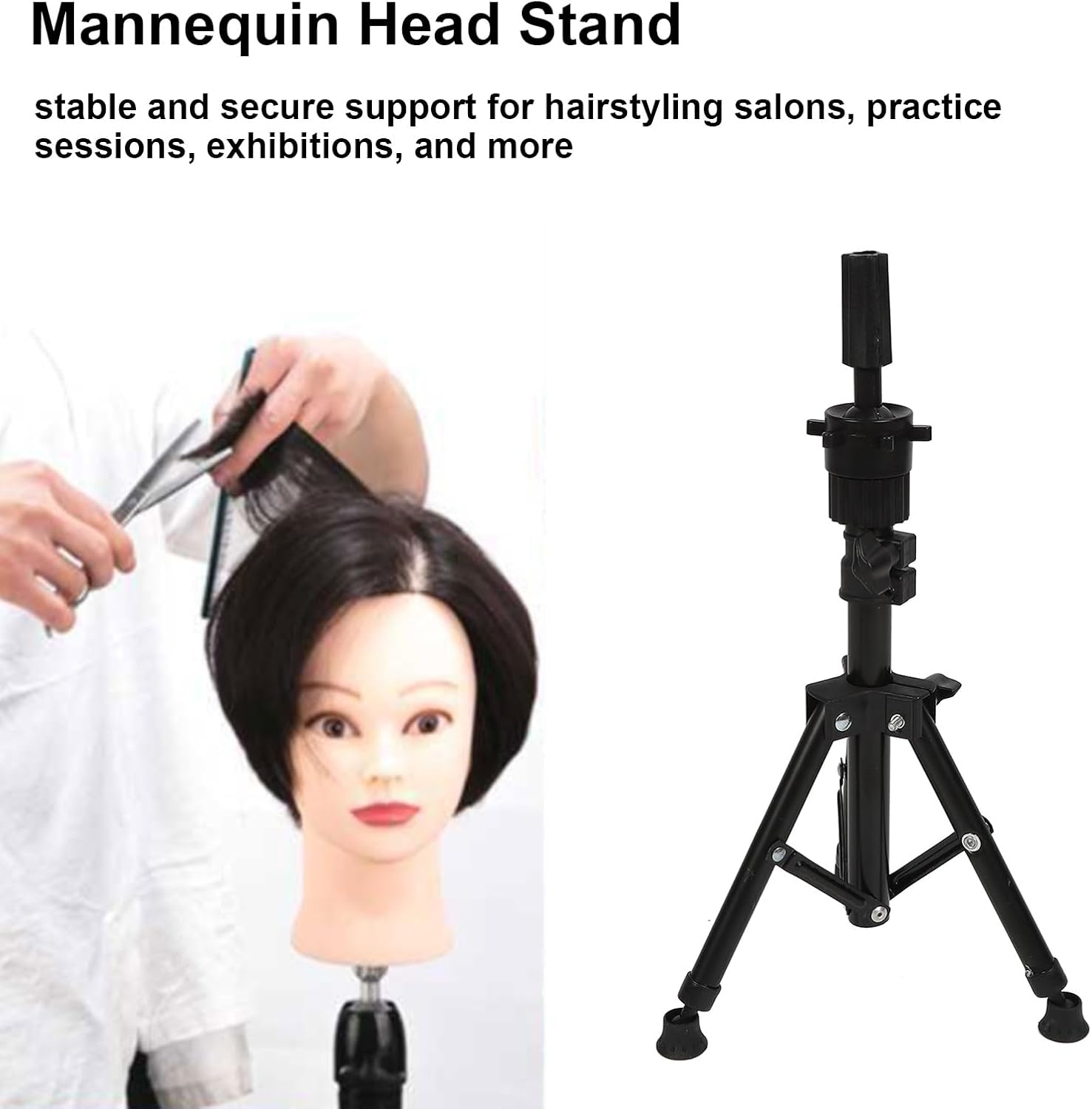 Strong Aluminum Alloy Adjustable Alloy Mannequin Head Stand Tripod for Peluca Style, Ideal for Exhibitions and Halls