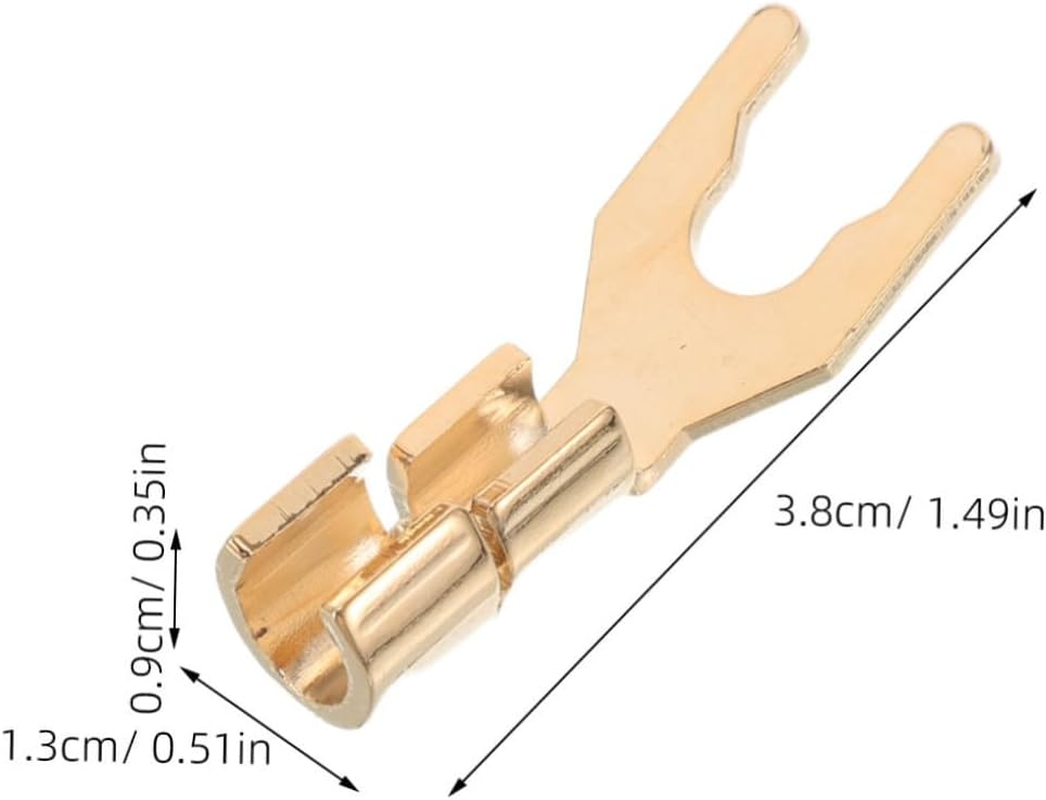 MERRYHAPY 2Pcs Gold Plated Speaker Spade Connectors Angled Hifi Banana Plugs for Secure Audio Amplifier Home Theater Recording Studio Wire Terminals Stable Design image number 3