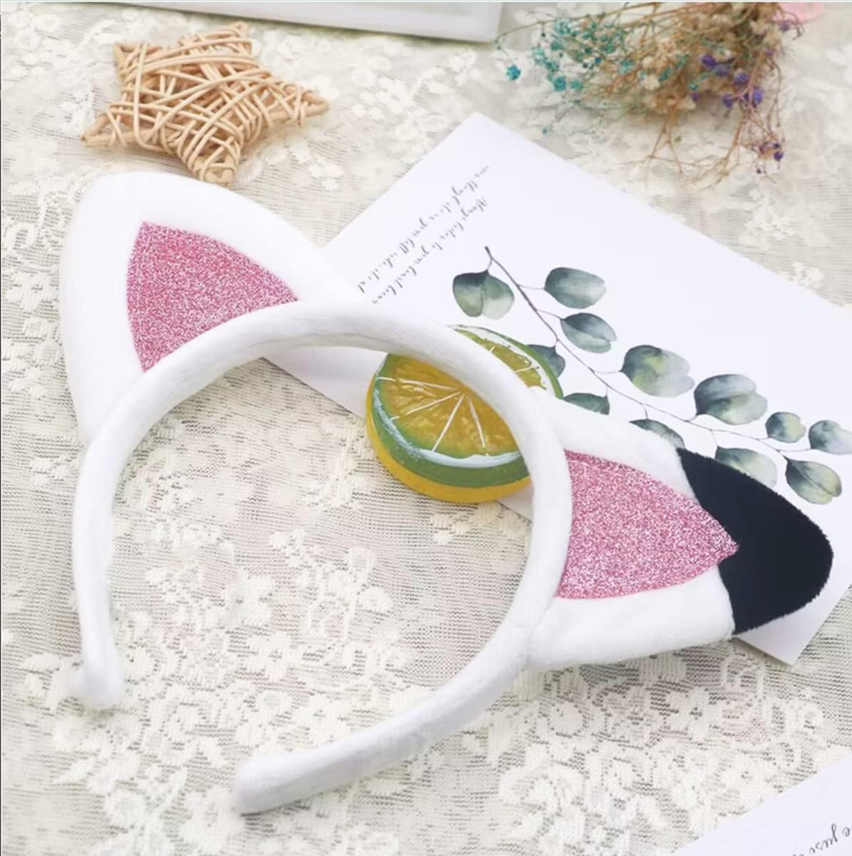 Atvscay Cat Ears Headband Cat Ears Headwear Shiny Flannelette Hair Hoop for Girl Halloween Costume for Dollhouse Party image number 3