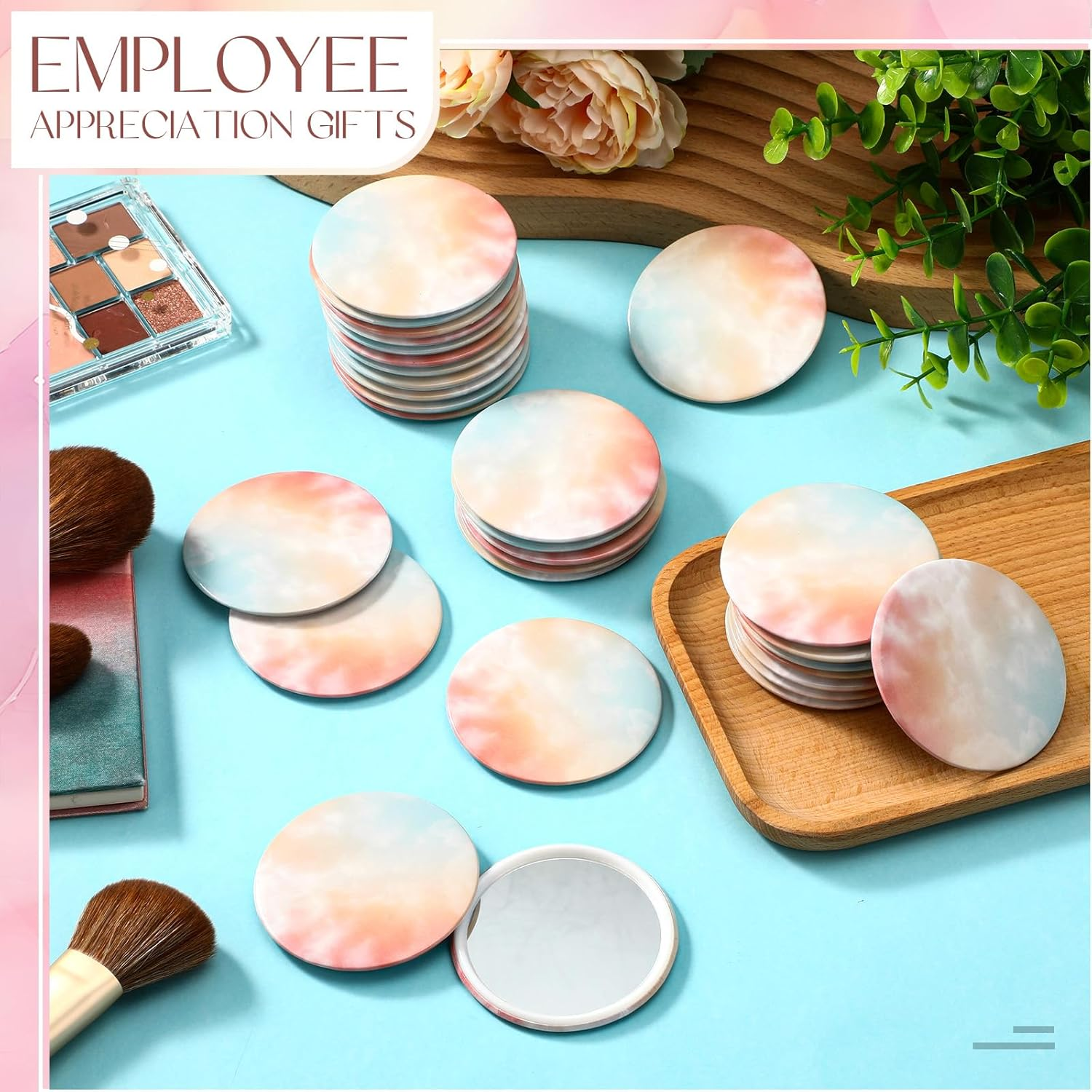 Teenyyou 30 Pcs Small round Mirrors Bulk Party Favors 2.75 Inch Pastel Compact Mirror Gifts for Women Birthday Office Gifts Portable Purse Mirrors Games Prizes image number 3