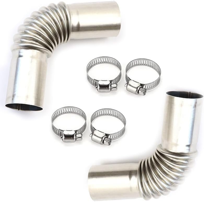Silver Stainless Steel Air Diesel Parking Heater Exhaust Pipe Tube Elbow Connector for Diesel Boat Heater 13Cm Exhaust Pipes and Tips Replacement Parts (24Mm)