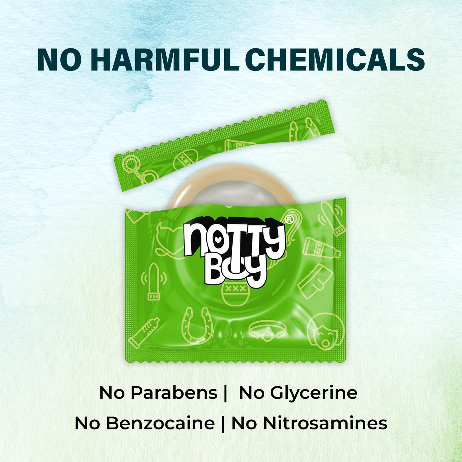 Nottyboy Wholesale Pack of 100 Condom - Assortment of Mixed Delicious Fruit Flavored Condoms for Men | (Bubblegum | Green Apple | Chocolate | Tempting Strawberry and Banana) Safe for Oral Use image number 6