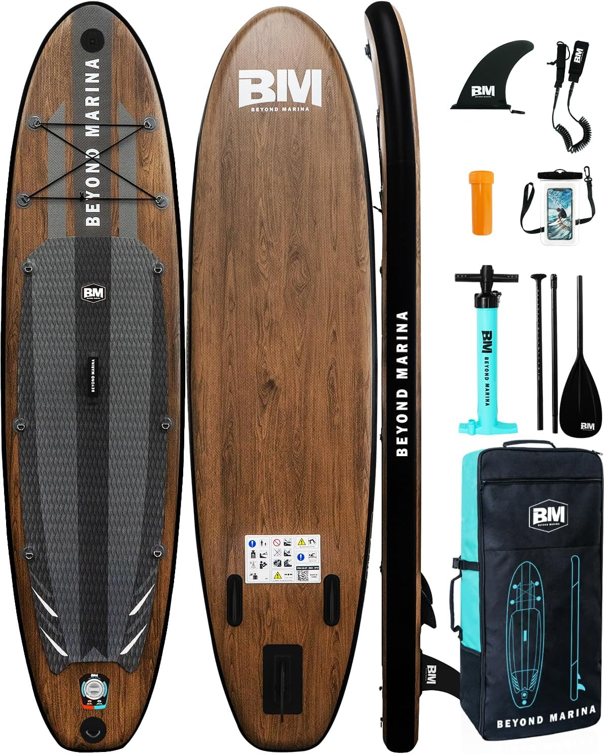 BEYOND MARINA Sup Board, Stand up Paddling Board, Paddle Board, Inflatable Paddleboard, Surfboard, Water Sports, Pump, Backpack, Paddle, Leash, 320 X 81 X 15 Cm