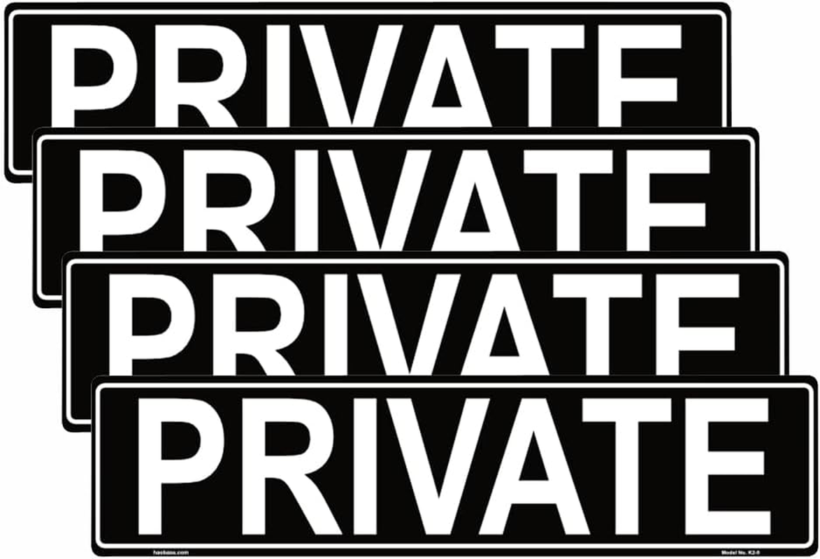 Haobase Private Sign Sticker Self Adhesive Vinyl Sticker 4 Pcs (20 Cm X 5 Cm)