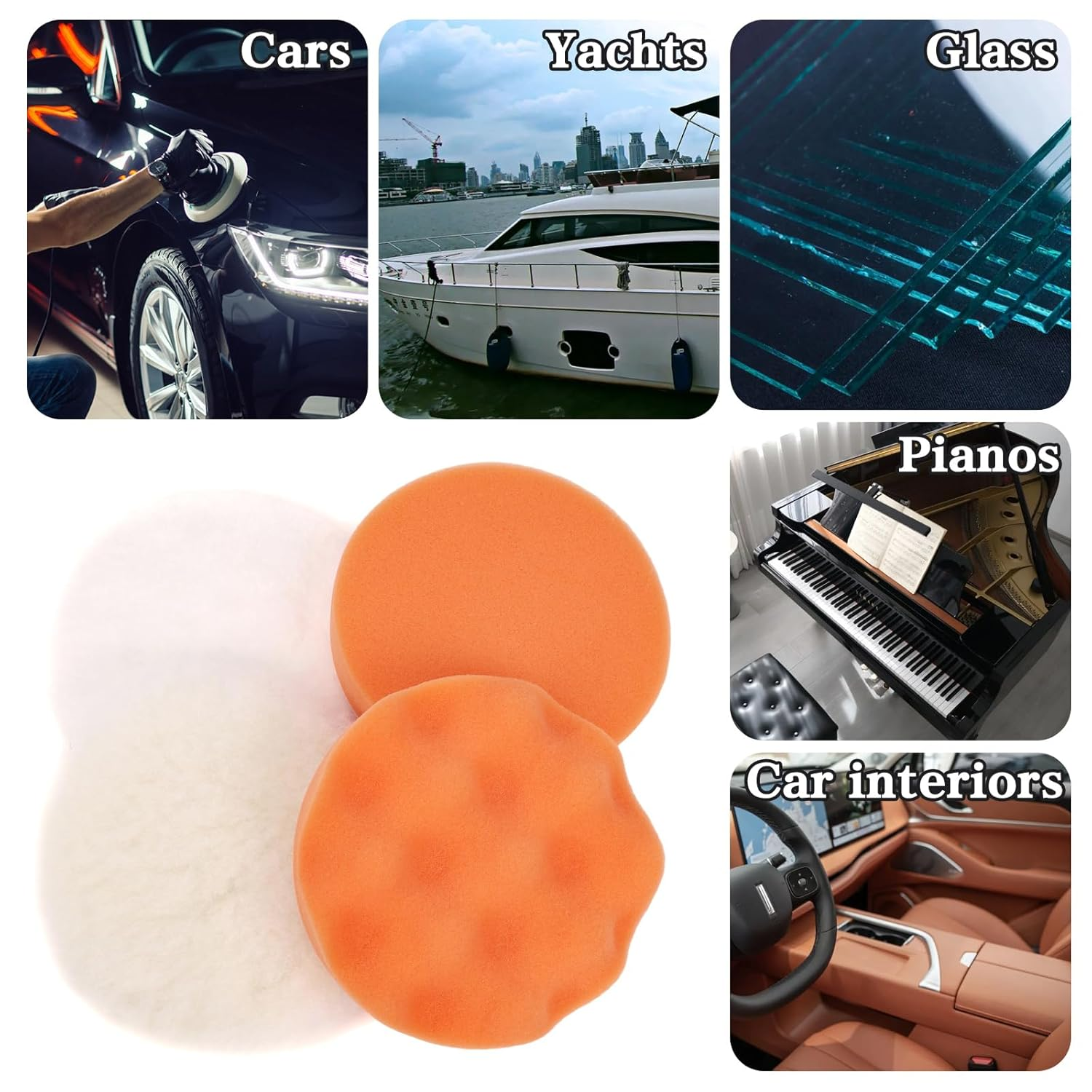 4-Piece Car Polishing Pad,Suitable for 6 Inch Back Plate Compound Polishing Cutter,Buffing Pads and Polishing Pad for Car Polisher image number 6