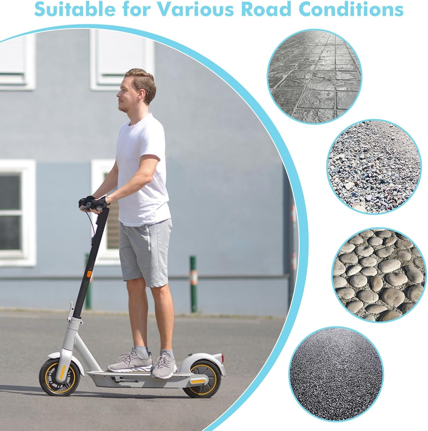10 X 2.5 Inch Solid Tyres, 60/70-6.5 Electric Scooter, Solid Rubber Tyres for Ninebot Max G30 G30P G30LP, 10 Inch Non-Slip and Anti-Puncture Replacement Tyres image number 3