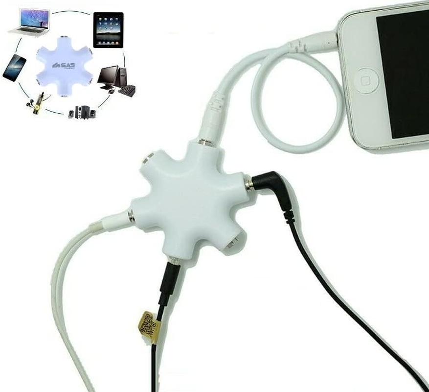 Headphone Splitter Jack 5 Way Multi Port Converter Aux Audio Cable Adapter image number 1