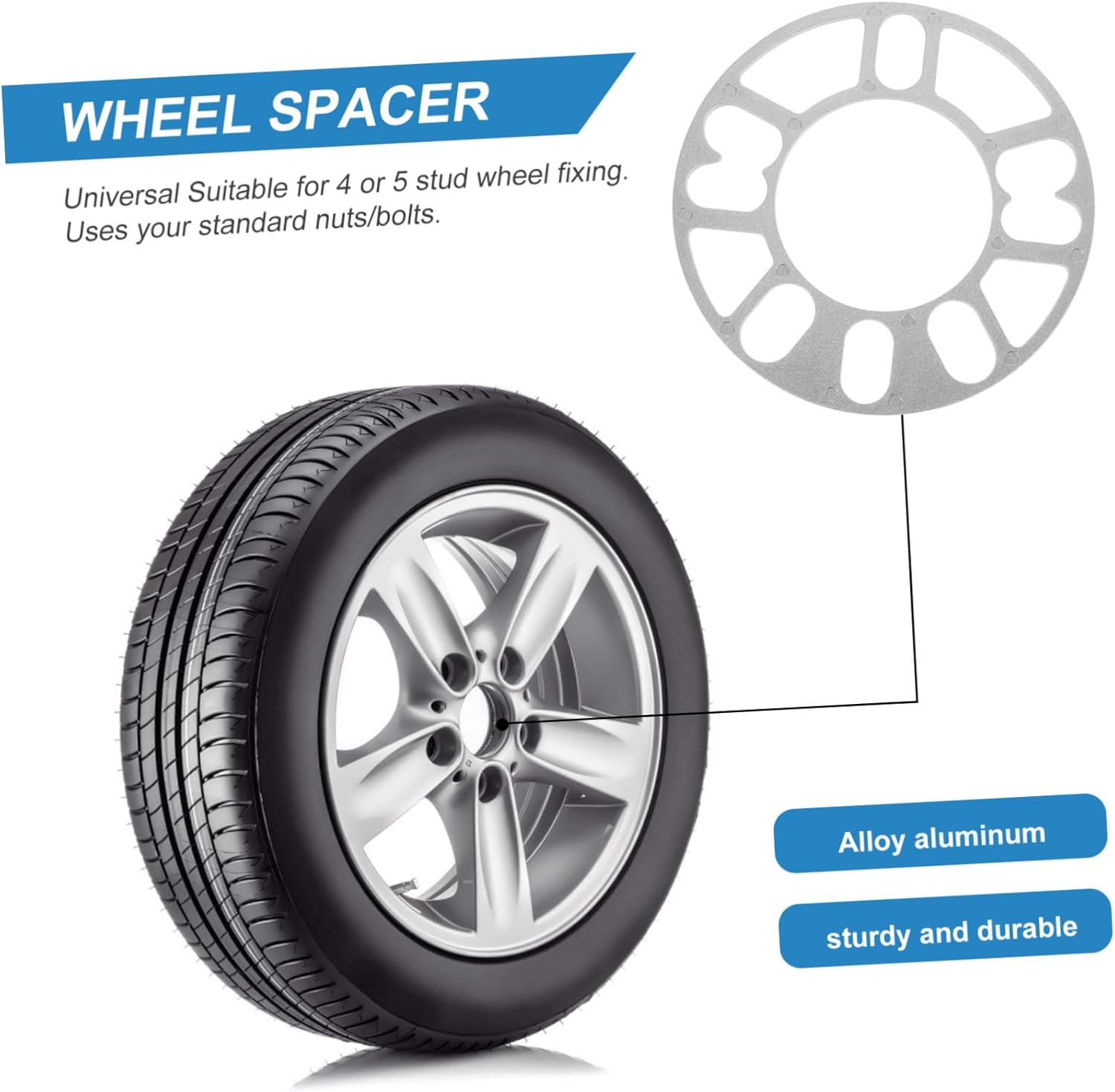 Gatuida 4Pcs Wheel Spacers Shims for Autocar Wheelbase Widening Stop Tyre Rubbing Metal Alloy Wheel Fixing image number 1