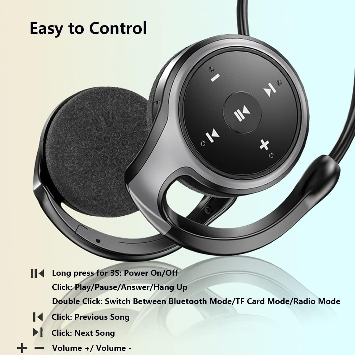 Bluetooth Wireless Headphones Sport Over-Ear Headset MP3 Player Earphones, Support TF Card & FM Radio, Lightweight Foldable Stereo Headset Noise Canceling for Running Driving Gym Red