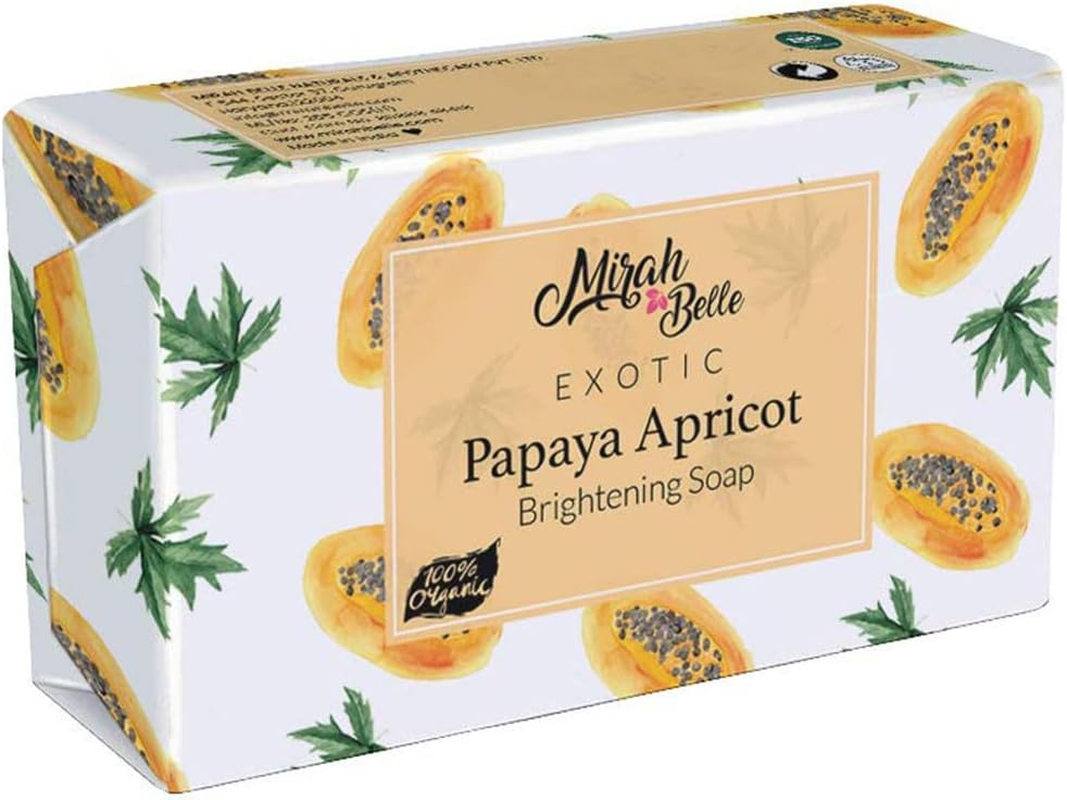 Mirah Belle - Organic Papaya Apricot Skin Brightening Soap Bar (Pack of 6-125 Gm) - for Tanned and Fatigued Skin. Helps Whiten and Brighten Skin. SLS, Paraben, Gmo-Free, 750 Gm image number 2
