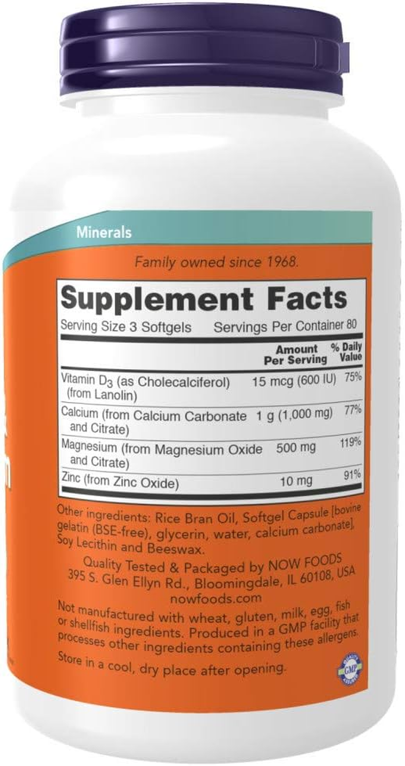 NOW Foods, Calcium & Magnesium + D - 240 Softgels image number 4