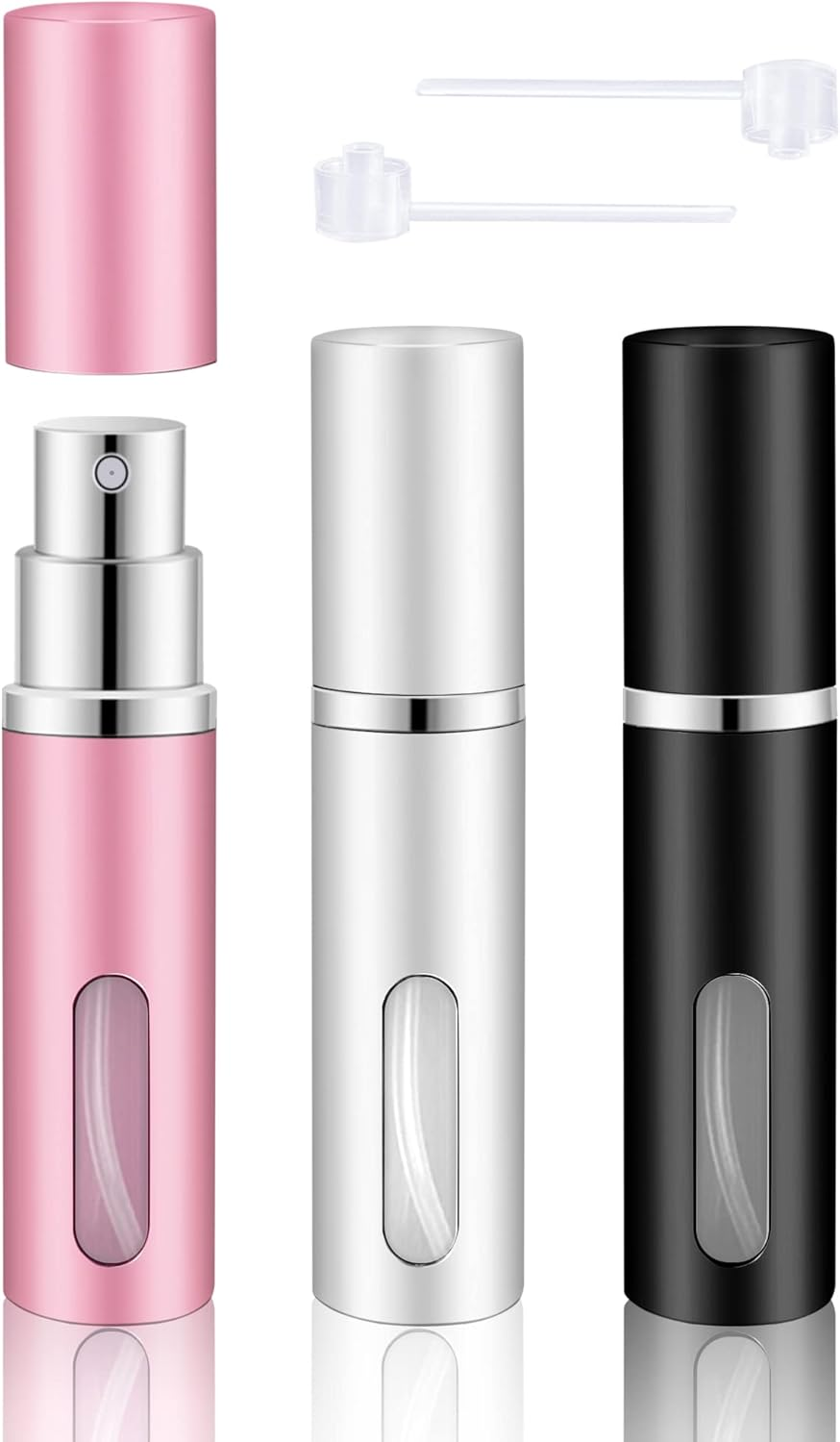 BELEVO Travel Perfume Atomiser Refillable 3 Pcs Perfume Travel Bottle for Toiletries 5 Ml Refillable Perfume Bottle Mini Spray Bottle Suitable for Men and Women Travel Essentials